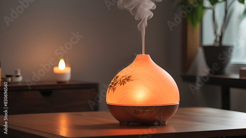 Closeup Aroma oil diffuser on table ai generative 