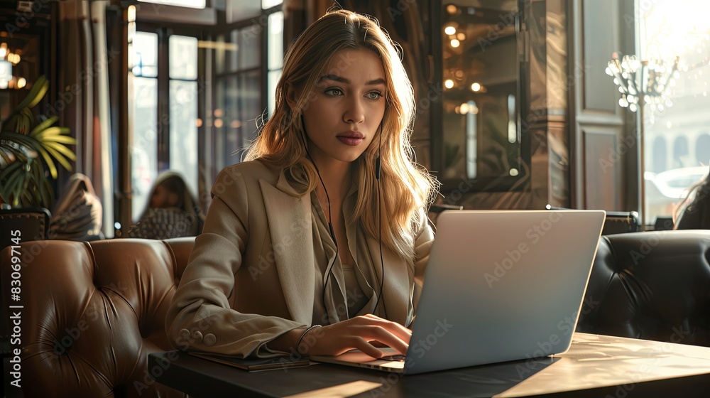Entrepreneur Working Remotely in Modern Caffe Entrepreneur Working Remotely in Modern Caffe