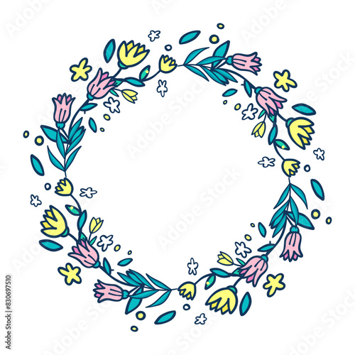 Hand drawn floral wreath  floral frames