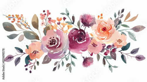 Watercolor flowers floral bouquet. Perfectly for prin photo