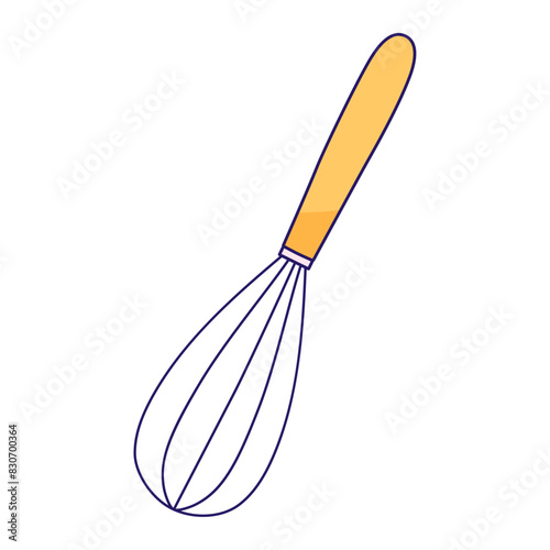 Kitchen whisk in cartoon flat style