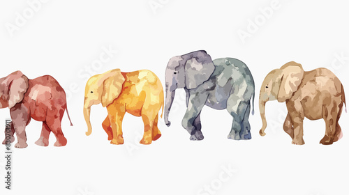 Watercolor Four of cute safari elephant vector style