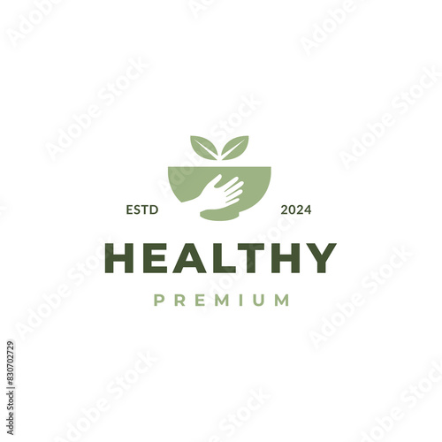 healthy food bowl logo icon vector design