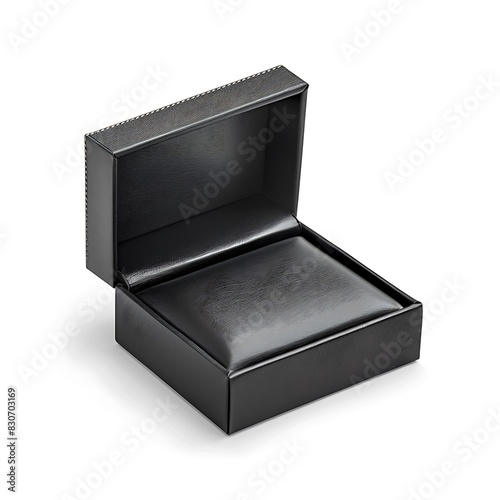 Black jewelry boxes opened isolated against white background