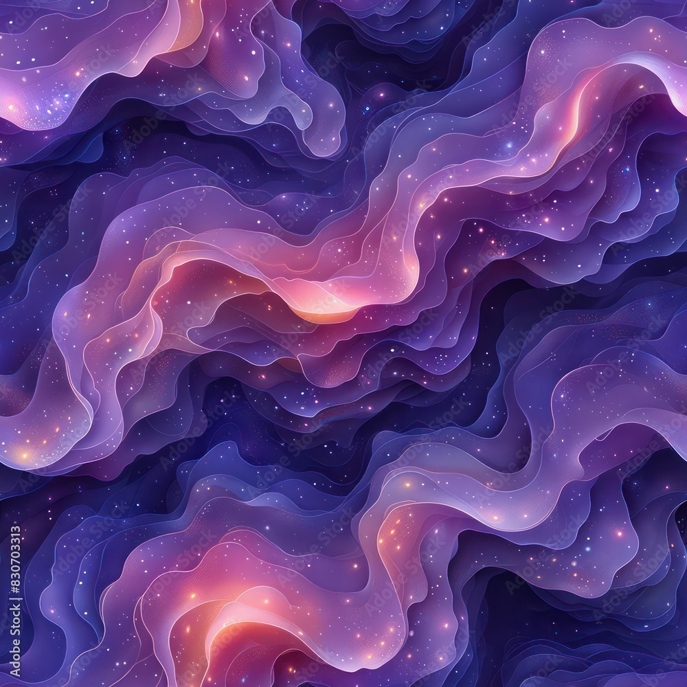 Obraz premium Seamless abstract purple fantasy shapes - swirls and waves pattern background
