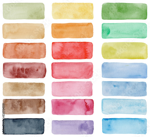 étiquettes rectangle longues plusieurs couleurs style aquarelle