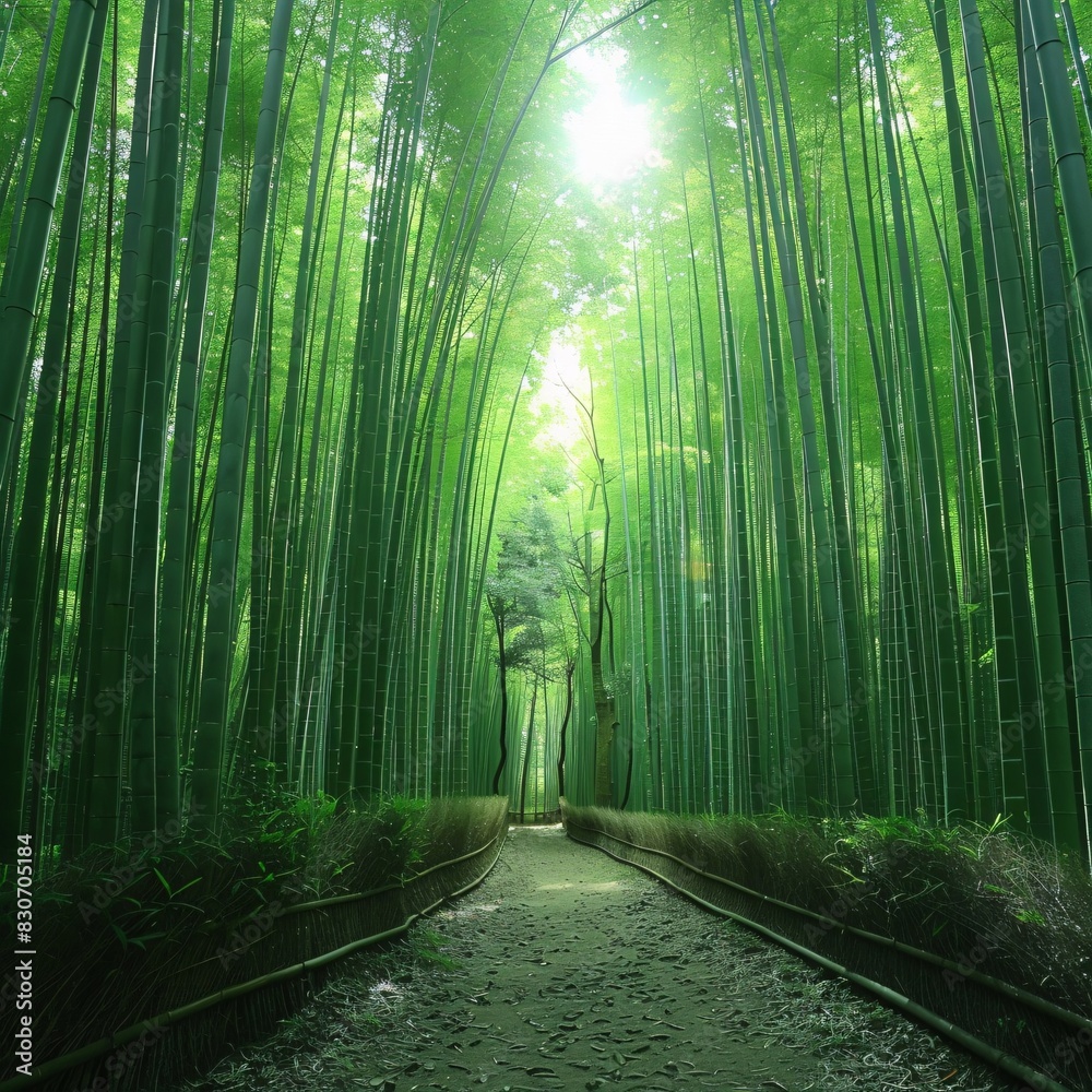 Fototapeta premium Bamboo Forest: A Path Through the Heart of Nature
