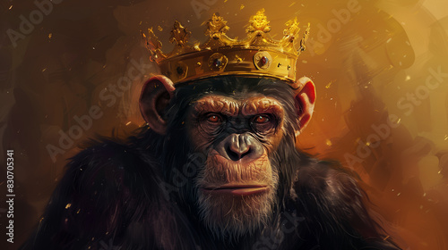 Portrait of a person King of apes wear a golden crown 2