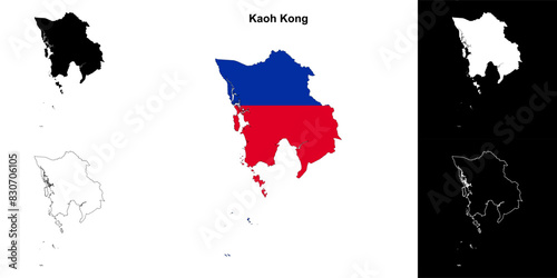 Kaoh Kong province outline map set photo