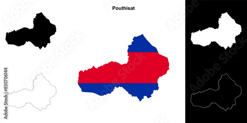 Fényképezés Pouthisat province outline map set