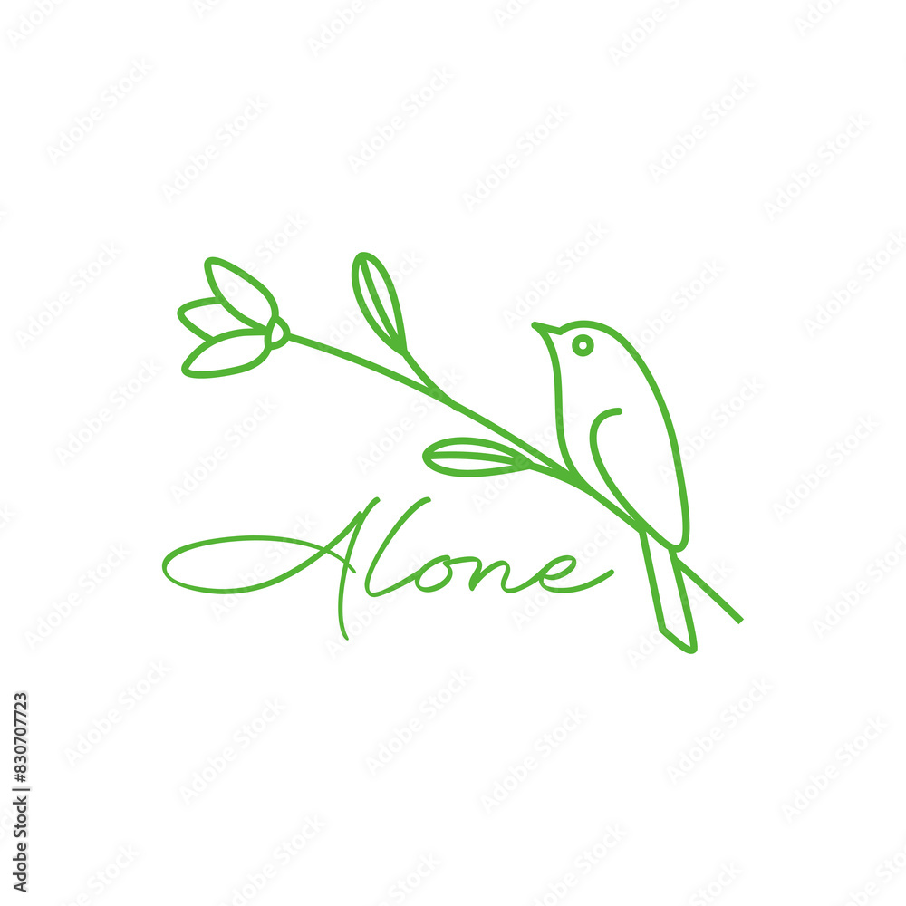 flower bird nature ecology line logo design vector flower bird nature ecology line logo design vector