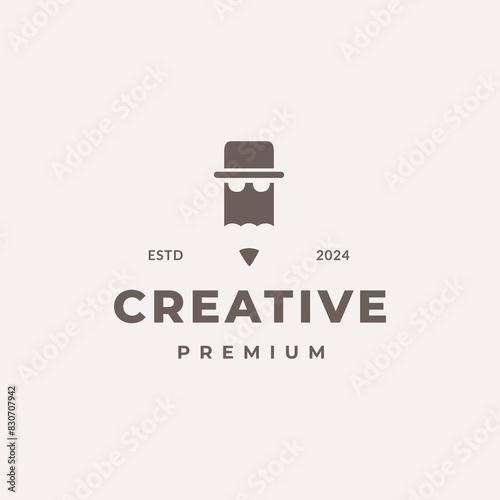 creative hat pencil logo design vector