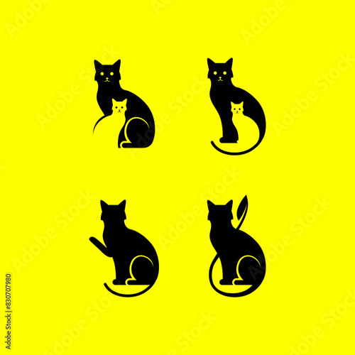 cats flat icons set vector designs