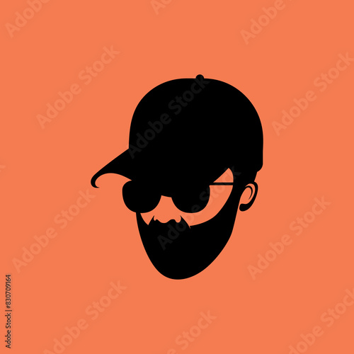 men head with hat barbershop haircut modern logo design vector