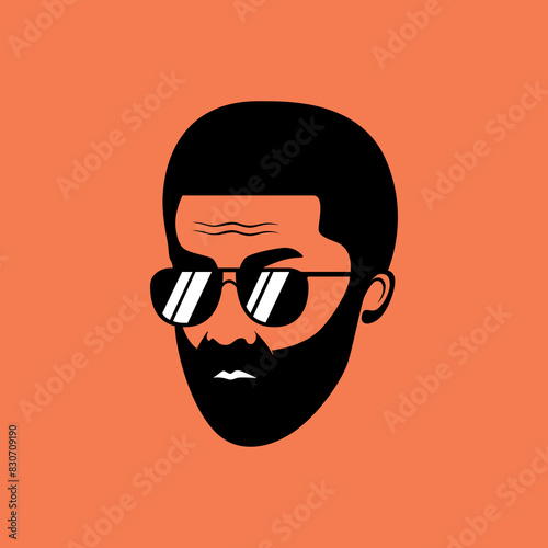 men head barbershop haircut modern logo design vector