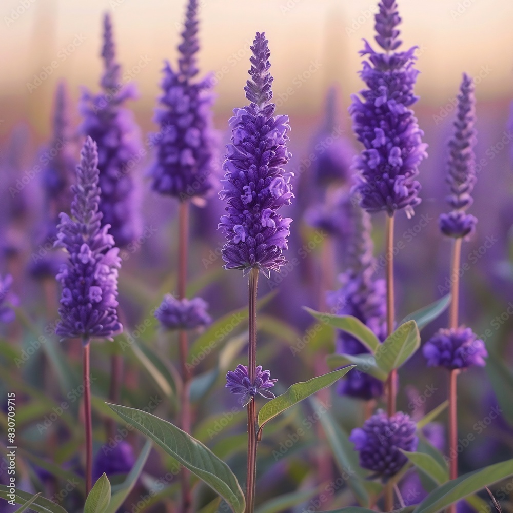 Purple Flower Field at Sunset Purple Flower Field at Sunset