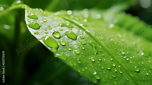 Close-Up of Water Droplets on a Bright Green Leaf © Monitoring