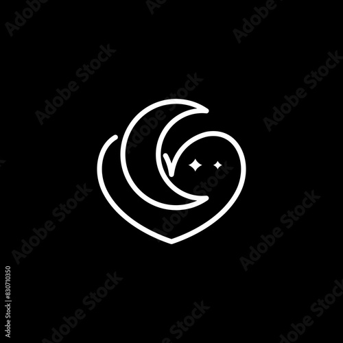 night dream line logo design vector