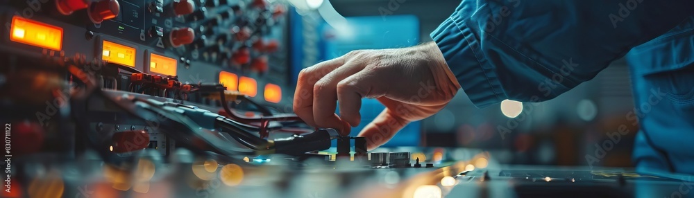 An IT specialist installing hardware components, close up, technical expertise theme, realistic, overlay, IT department backdrop An IT specialist installing hardware components, close up, technical expertise theme, realistic, overlay, IT department backdrop