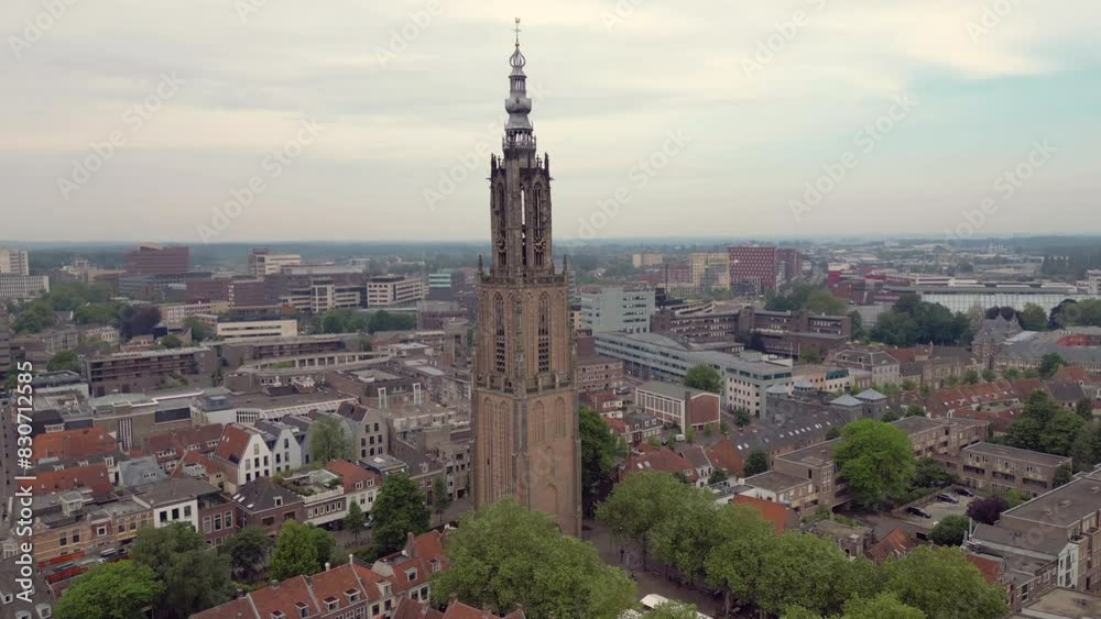 Aerial circle of the Lieve vrouwe Church tower at Amersfoort, The Netherlands Aerial circle of the Lieve vrouwe Church tower at Amersfoort, The Netherlands