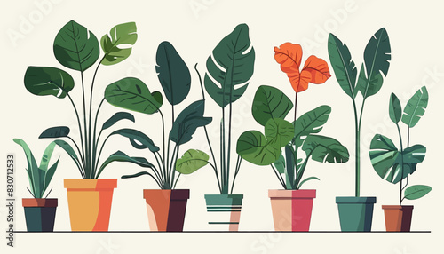 Stylish Plants for Home Decor in Flat Vector Illustration