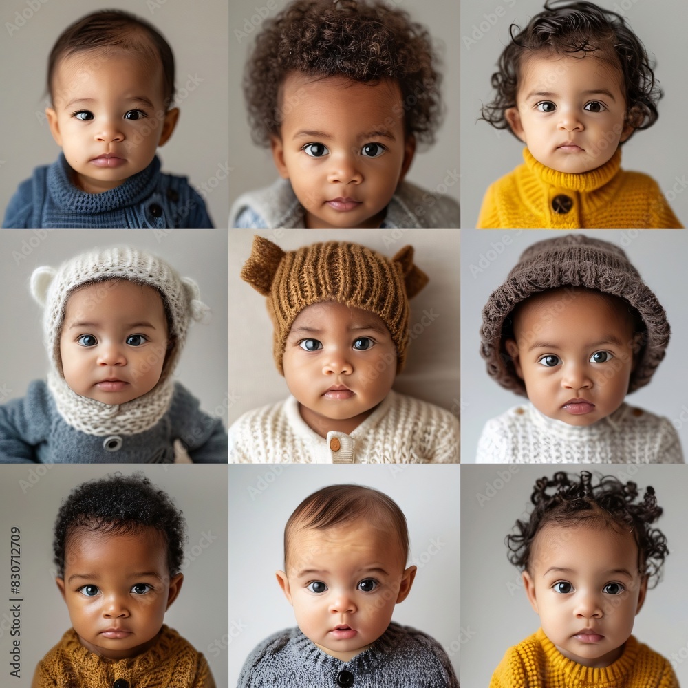 Endearing Faces of Babies, Each Expressing Unique Personality Endearing Faces of Babies, Each Expressing Unique Personality