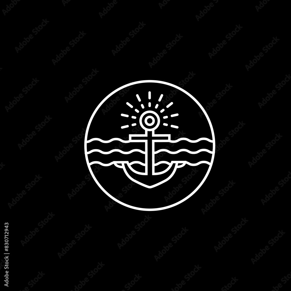 anchor line simple ocean logo design vector anchor line simple ocean logo design vector