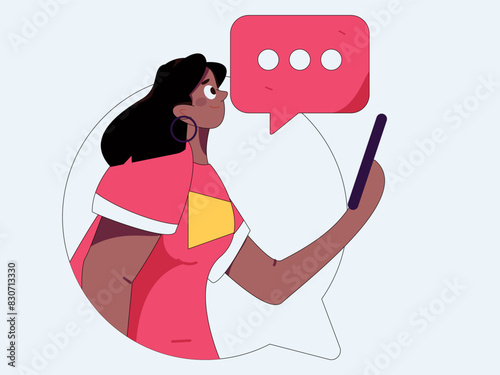 Virtual characters social communication concept business flat vector hand drawn illustration
