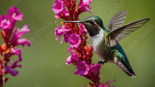 hummingbird feeding on a flower © zafarsena743