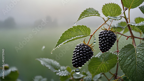 AI image generate blackberry fruit photo