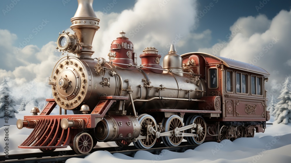 A Steam Train Chugging Through a Snow Covered Forest A Steam Train Chugging Through a Snow Covered Forest