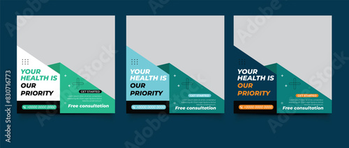 Flat design of medical instagram post