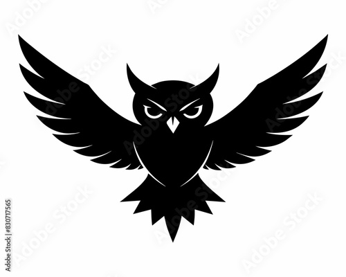 Black owl flying silhouettes vector.