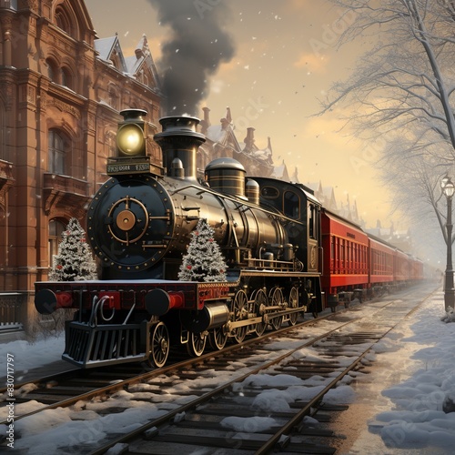 A Steam Train Chugging Through a Snow Covered Forest