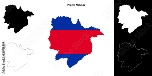 Preah Vihear province outline map set