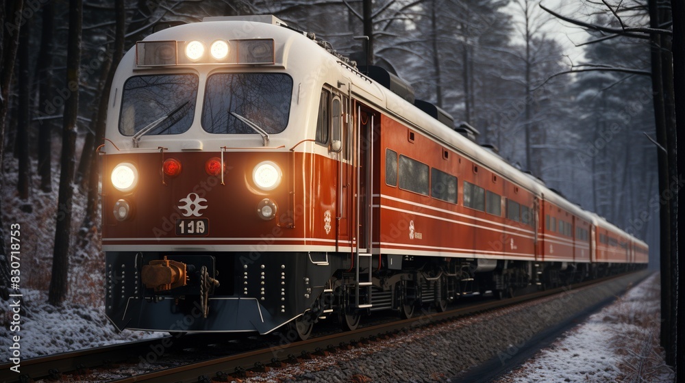 A Steam Train Chugging Through a Snow Covered Forest A Steam Train Chugging Through a Snow Covered Forest
