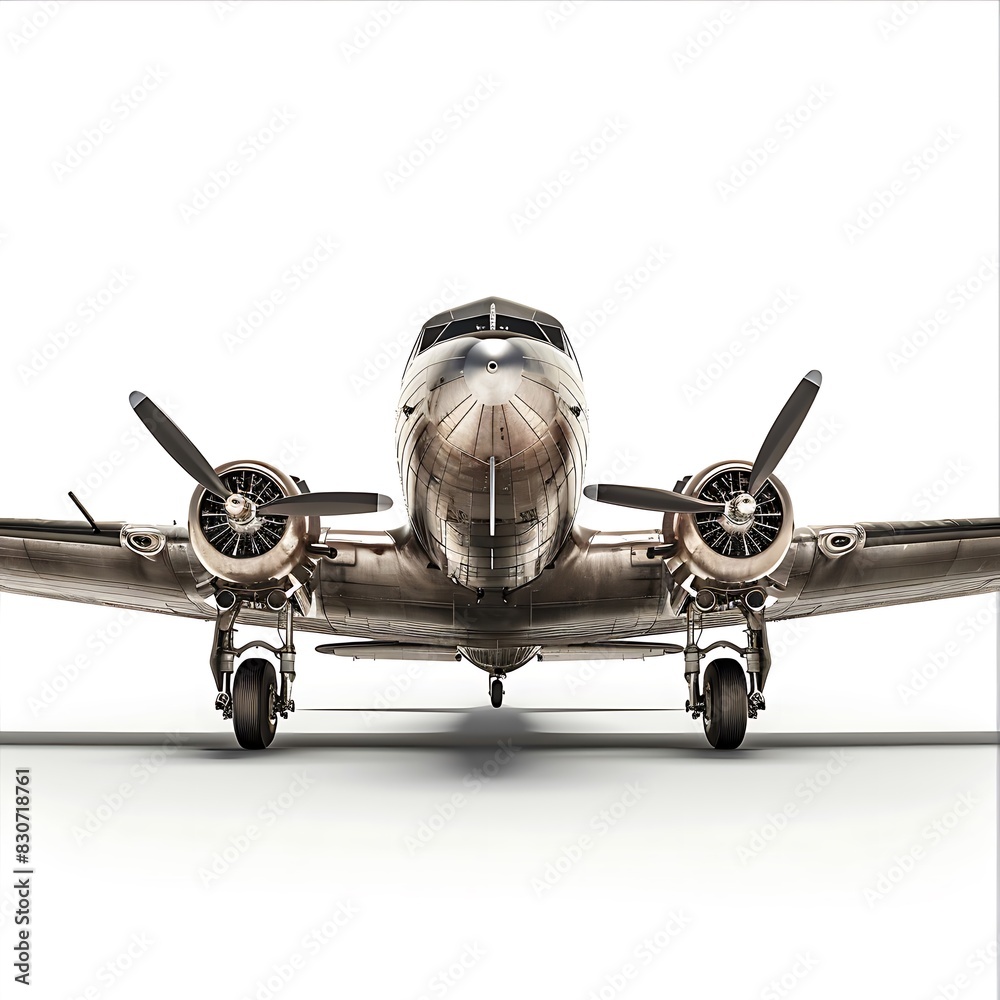 Fototapeta premium A realistic airplane presentation against a white backdrop