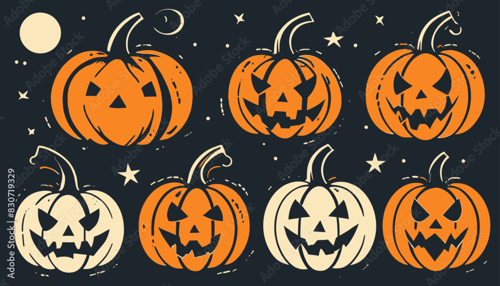 Flat Style Halloween Pumpkin Illustration Flat Style Halloween Pumpkin Illustration