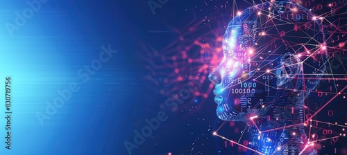 Artificial intelligence concept with a human head.