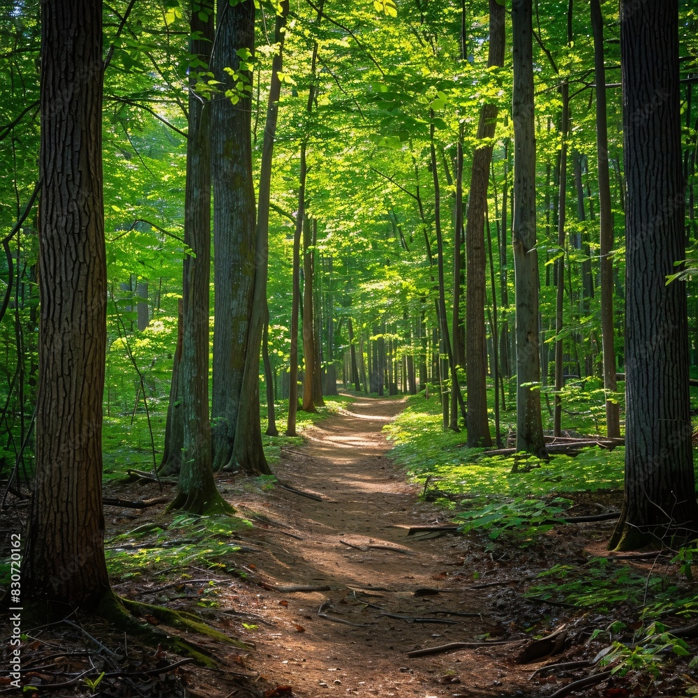 Fototapeta premium Serene Forest Path: A Hiker's Haven