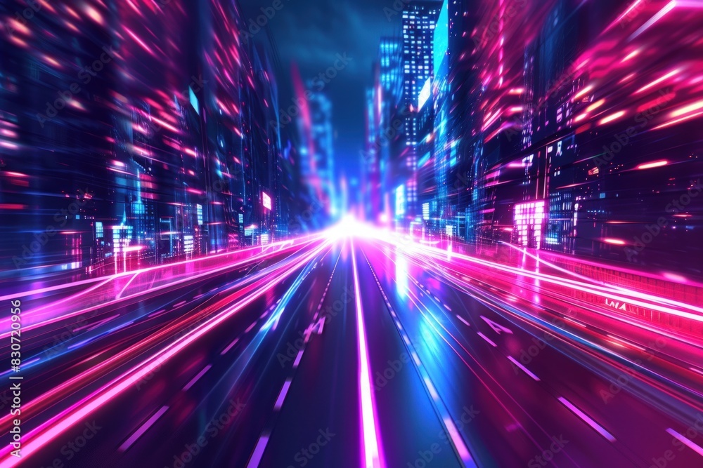 Abstract cityscape background with light trails moving fast in the road. Abstract cityscape background with light trails moving fast in the road.