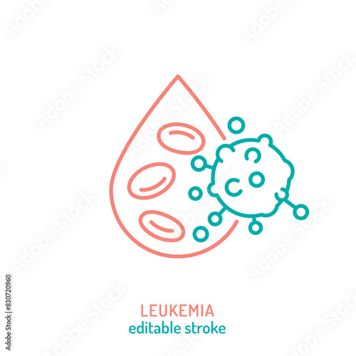Leukemia outline icon. Blood cancer linear sign