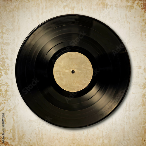 Vinyl record on old brown background.