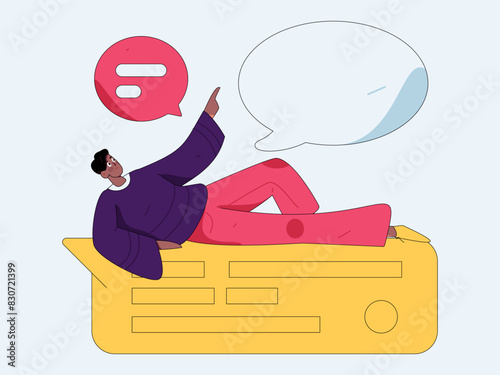 Virtual characters social communication concept business flat vector hand drawn illustration
