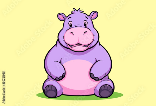 a cartoon hippo sitting on the ground