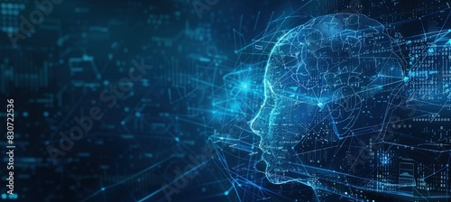 Artificial intelligence concept with a human head.