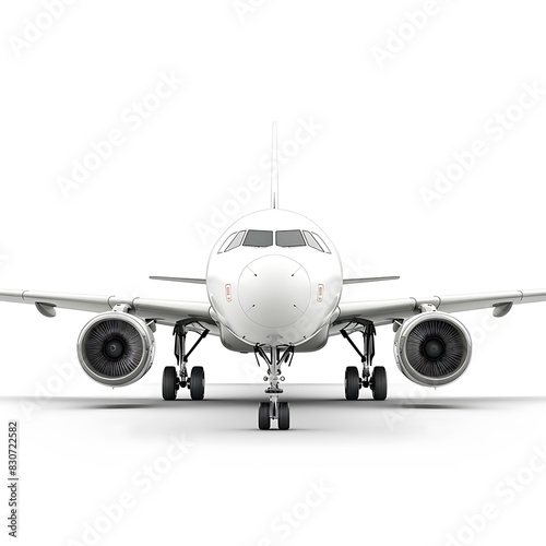 A realistic airplane presentation against a white backdrop