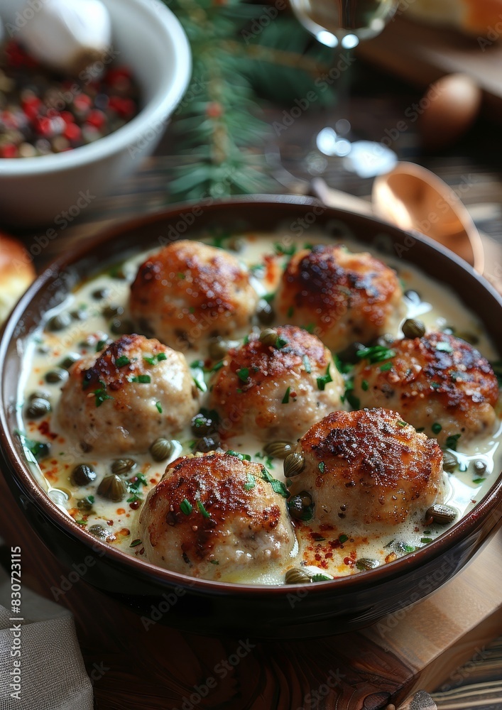 Königsberger Klopse - Meatballs in a creamy white sauce with capers. Königsberger Klopse - Meatballs in a creamy white sauce with capers.