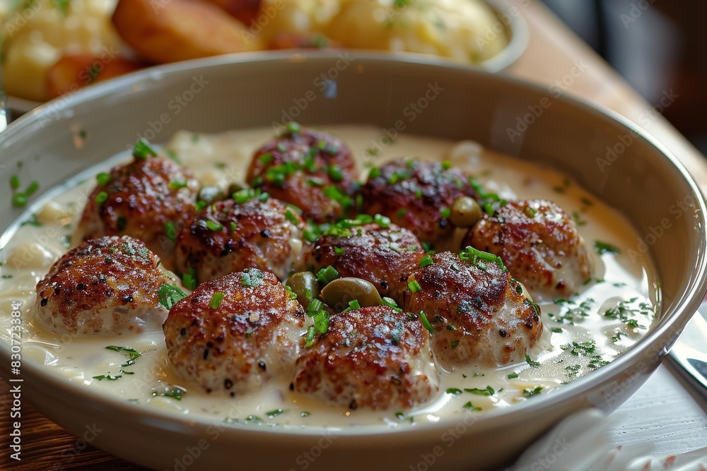 Königsberger Klopse - Meatballs in a creamy white sauce with capers. Königsberger Klopse - Meatballs in a creamy white sauce with capers.