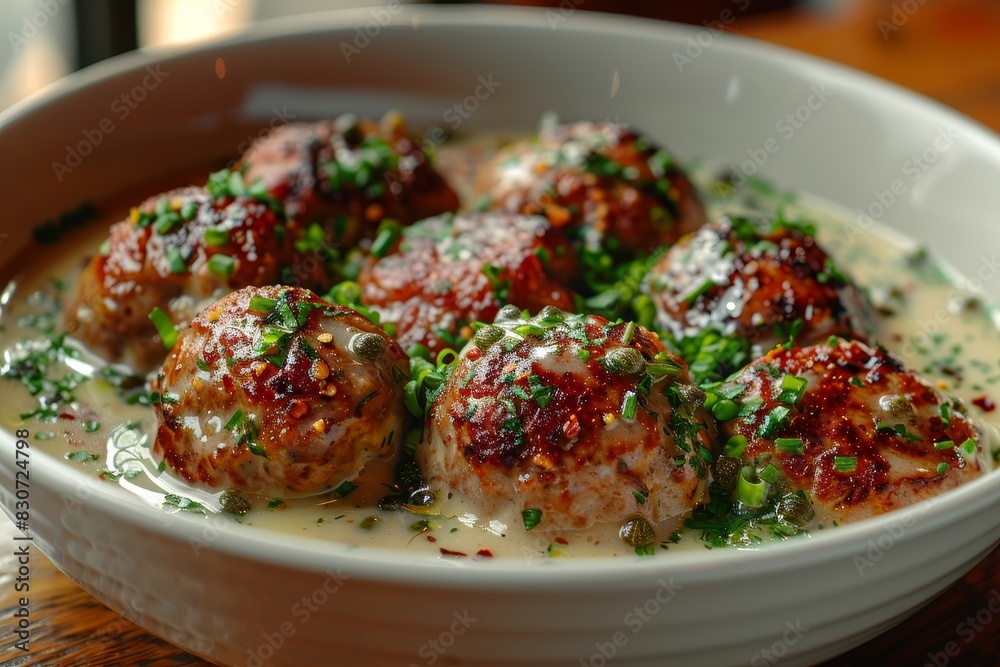 Königsberger Klopse - Meatballs in a creamy white sauce with capers. Königsberger Klopse - Meatballs in a creamy white sauce with capers.